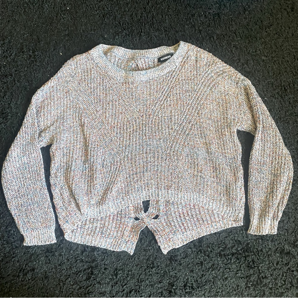 Express Multicolor Knit Keyhole Back Sweater